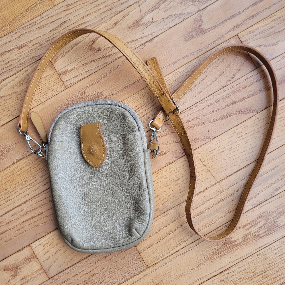 DIVINA FIRENZE AMANDA Made in Italy Genuine Leather Taupe/Miele Phone Swagger